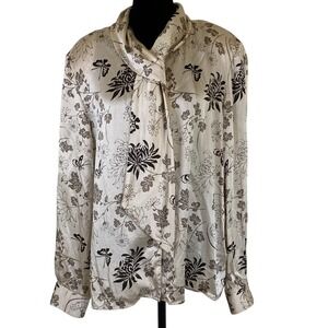 VTG Gallant New York Cream Shimmer Silk Blouse Size‎ 18 Classic Old Money Dressy